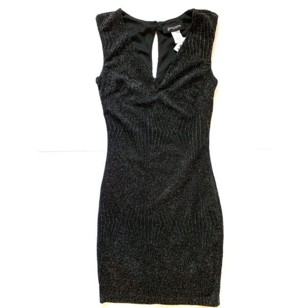 NWT Grayson Sparkly Mini Black Dress Size S
